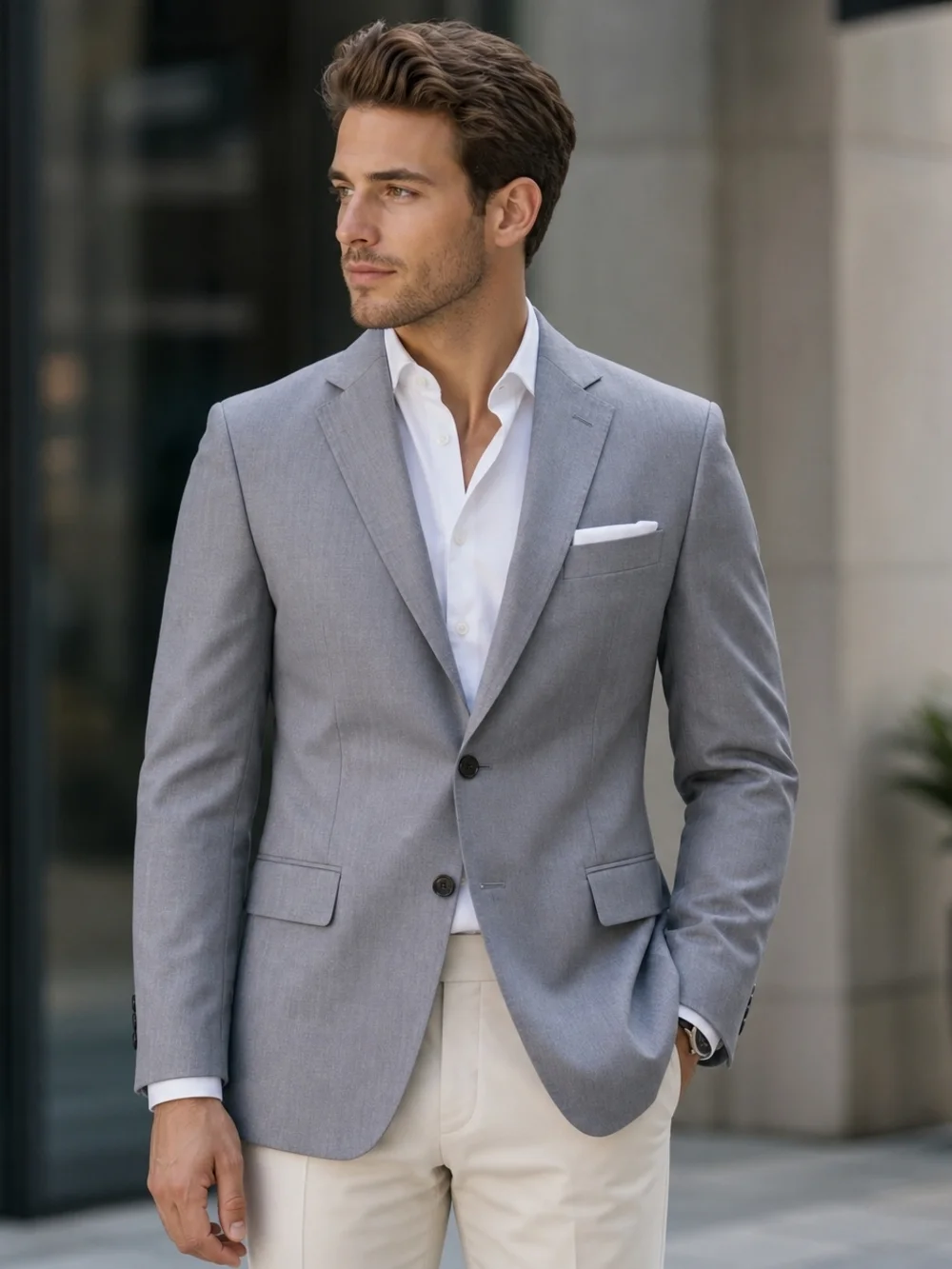 Stafford Tailored Collection Gray Blazer Jacket Size 42R‎